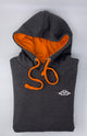 dark grey and orange hoodie