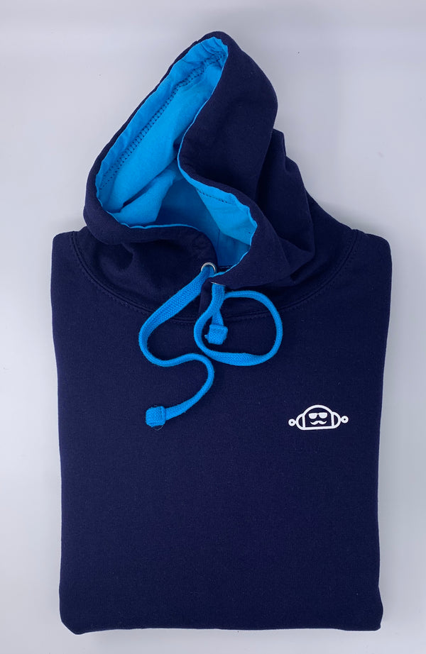 navy and blue hoodie