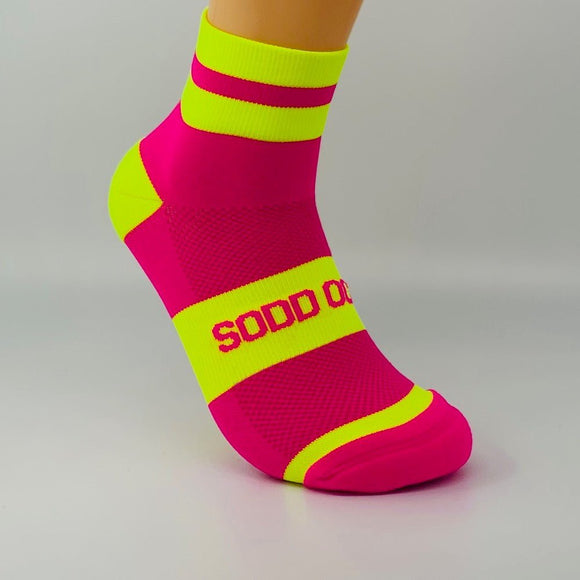 Neon / Pink Yellow Strip Main | Best running socks for long-distance | Sodd Ocks