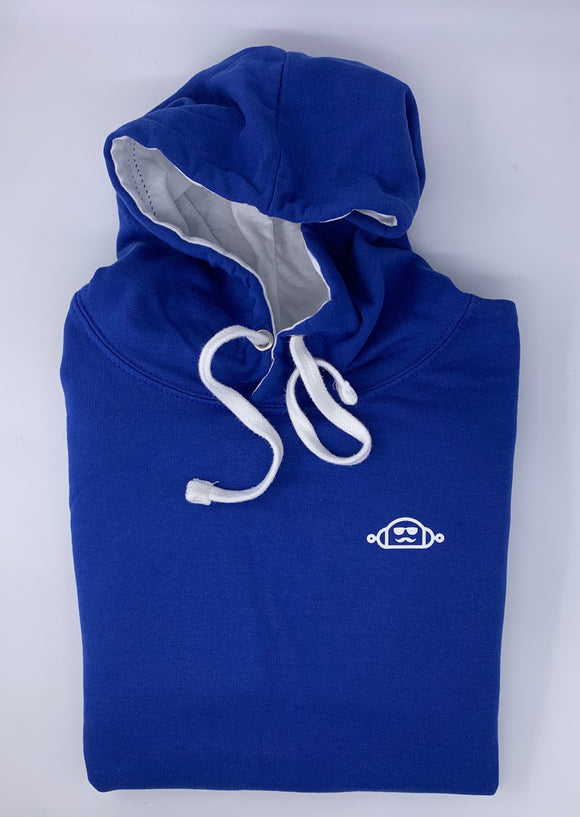 blue and white hoodie